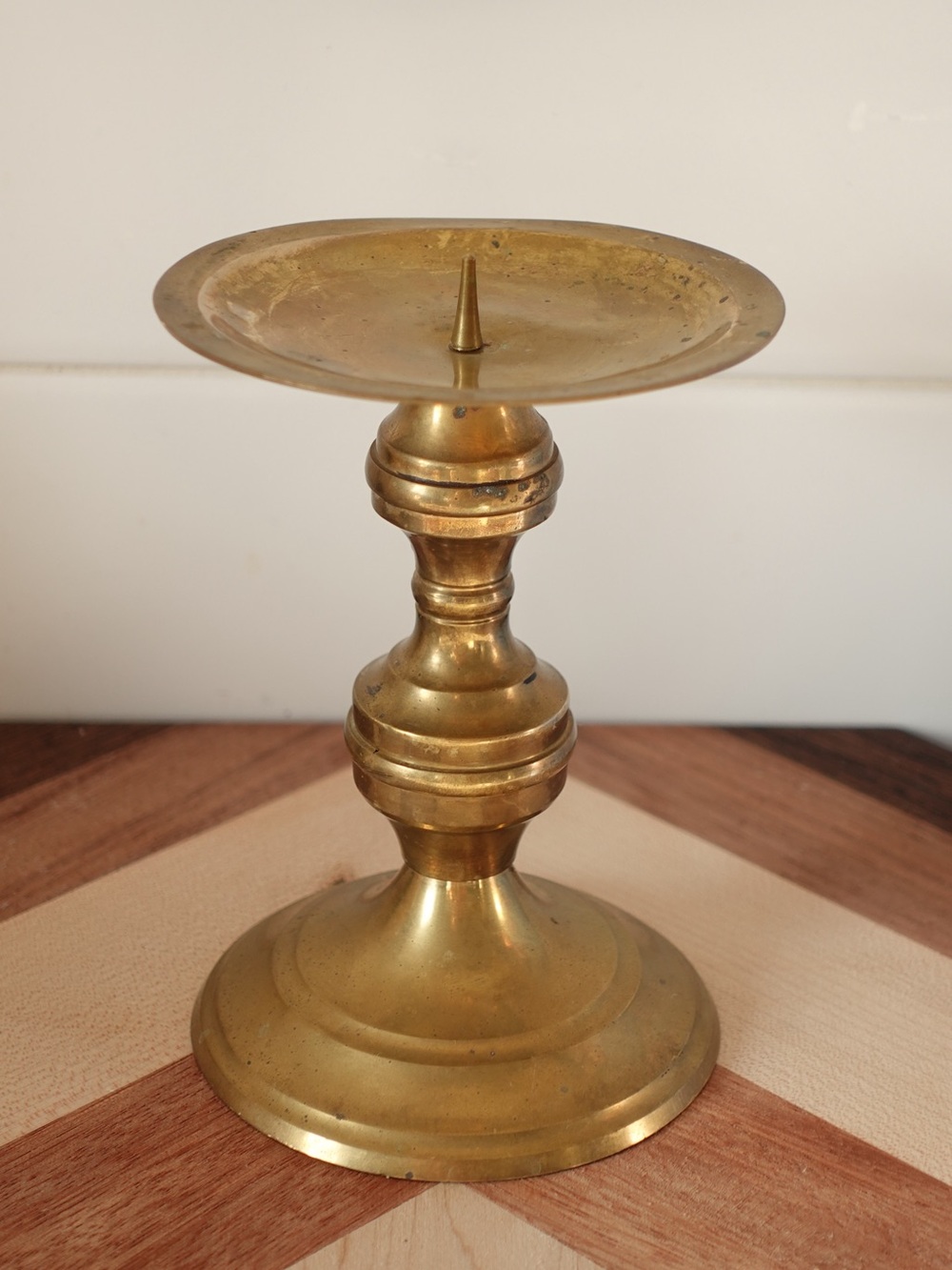 Vintage Brass Pillar Candle Holder Baluster Spike - Picture 2 of 8